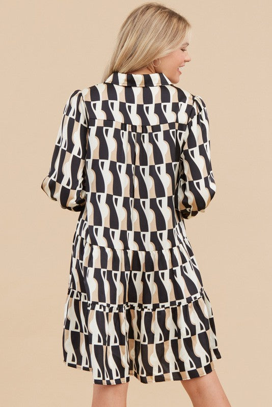 Vintage 70's Geometric Print Dress — dem